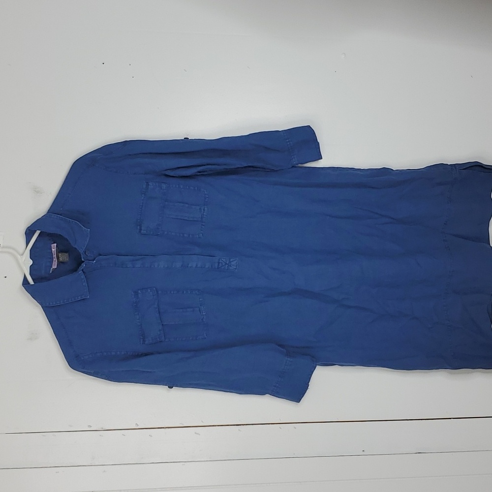 Tommy Bahama Linen Dress Popover Hidden Buttons Womens Long Sleeve Light XS